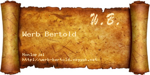 Werb Bertold névjegykártya